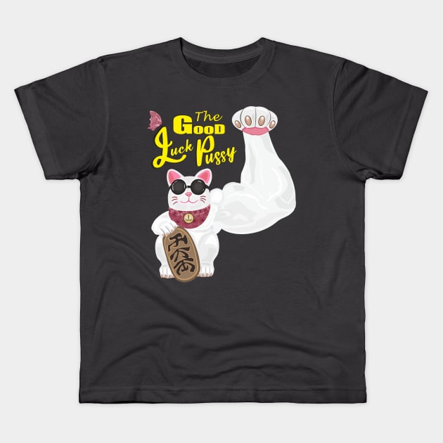 The Good Luck Pussy Kids T-Shirt by GR8DZINE